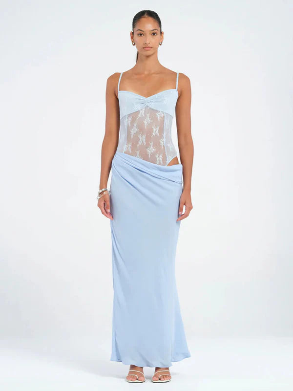 Lace Detail Backless Dress