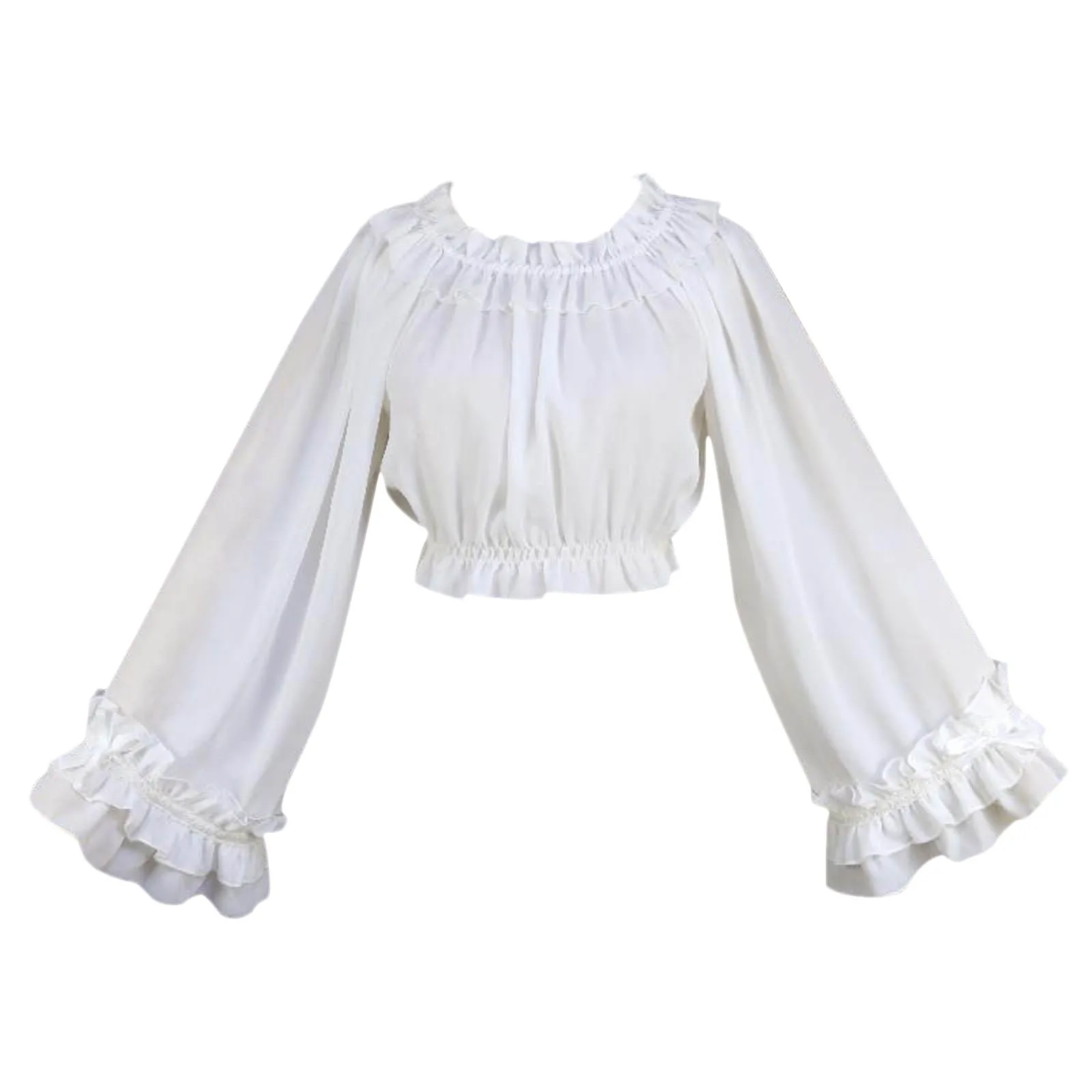 Chic Pleated Chiffon Short Blouse