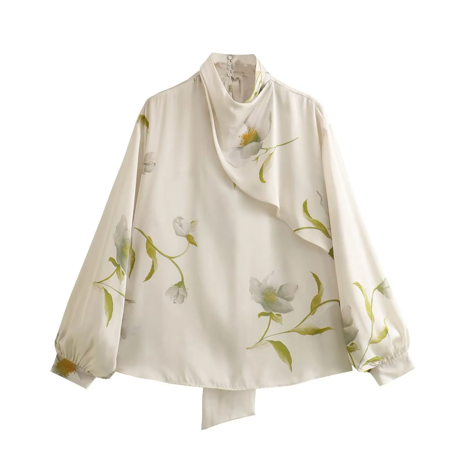 Graceful Floral Satin Blouse